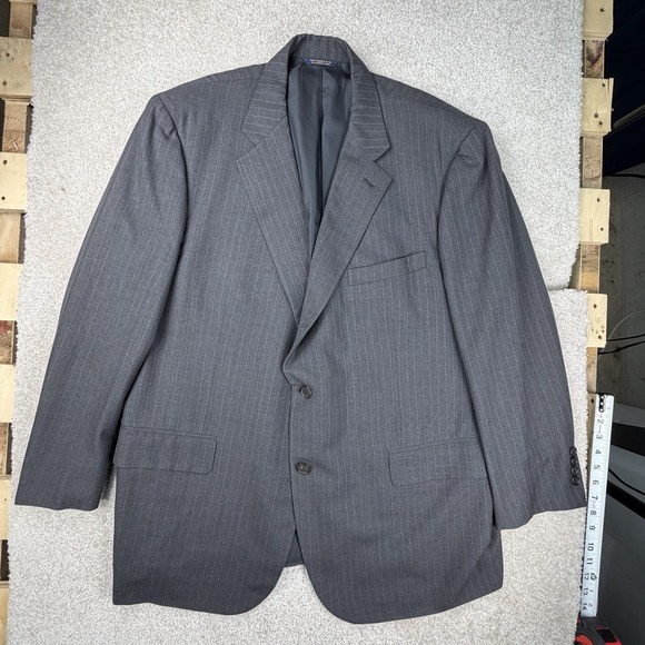Brooks‎ Brothers Golden Fleece Gray Pinstripe Hand Tailored 48 Regular